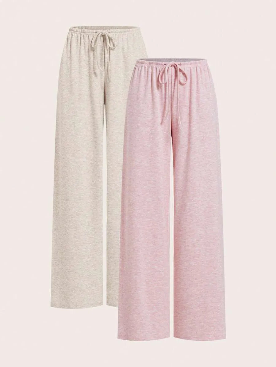 SHEIN EZwear بنطلون بلون مشمشي طويل واسع الساق بخصر طبيعي من الصوف