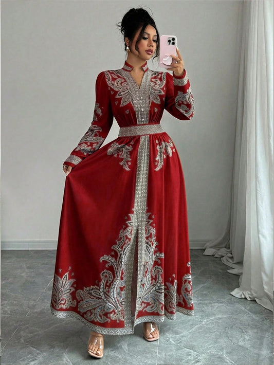 SHEIN Rafferiza Vفستان نسائي بطبعة زهرية بياقة  وأكمام فانوس