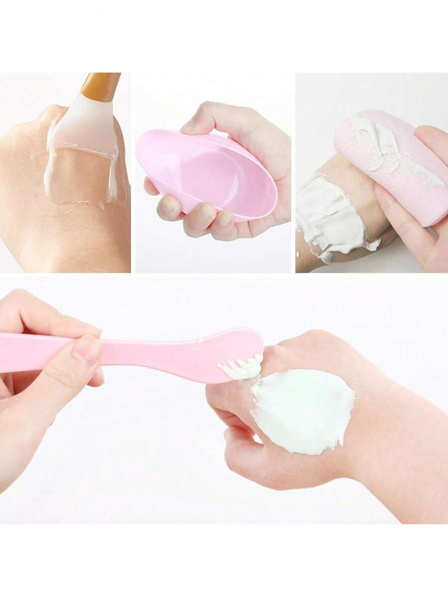 SHEIN مجموعة خلط قناع سيليكون 11 قطعة وردي للوجه والشعر