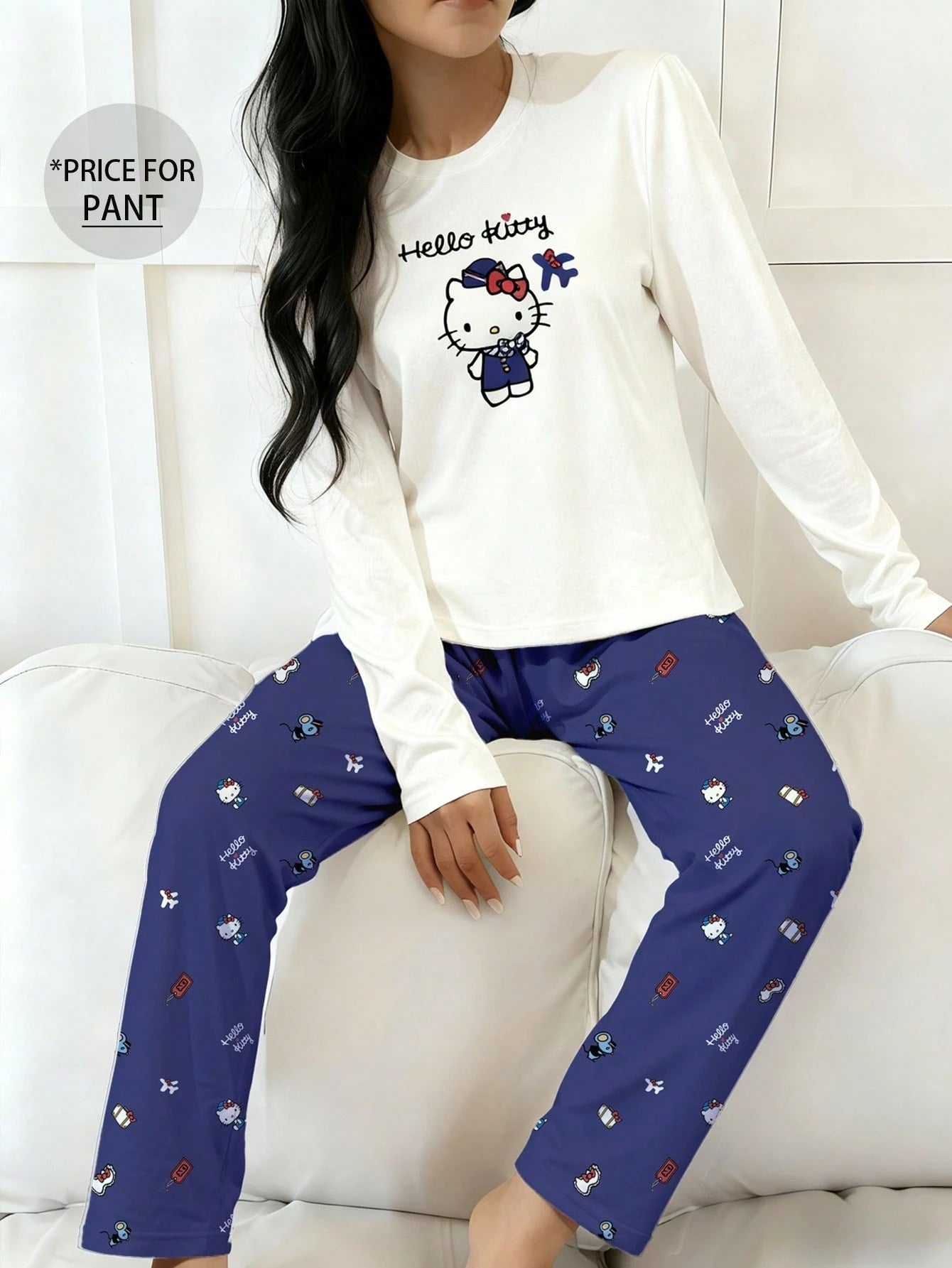 SHEIN Sanrio بنطلون بيجاما نسائي بطبعة هالو كيتي