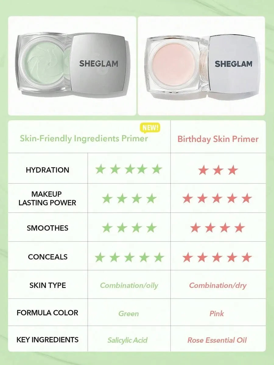 SHEIN SHEGLAM Birthday Skin برايمر للتحكم بالزيوت وإخفاء المسام بلون أخضر