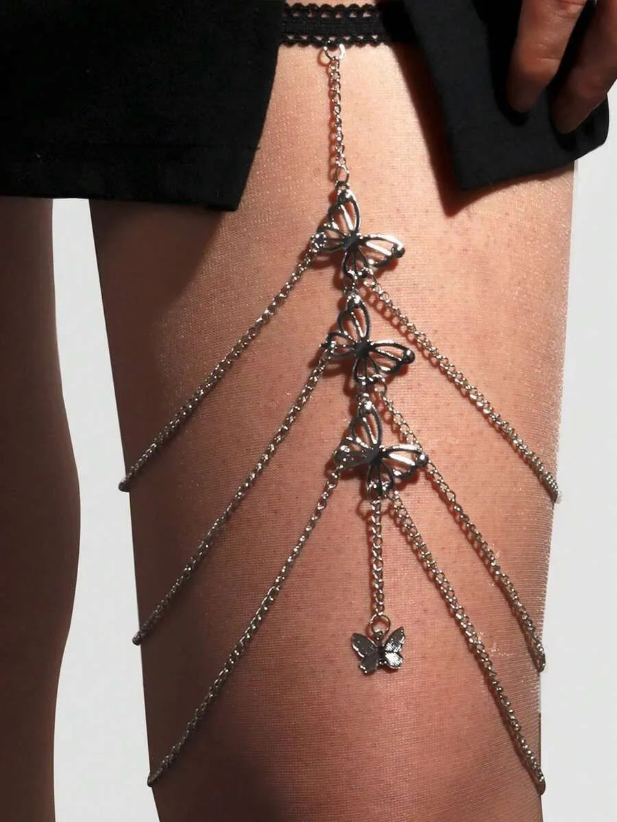SHEIN خلخال نسائي متعدد الطبقات بتصميم فراشة ومتعدد الألوان