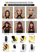 SHEIN باروكة شعر طويل مموج 24 بوصة مع غرة بلون بني داكن إلى أشقر