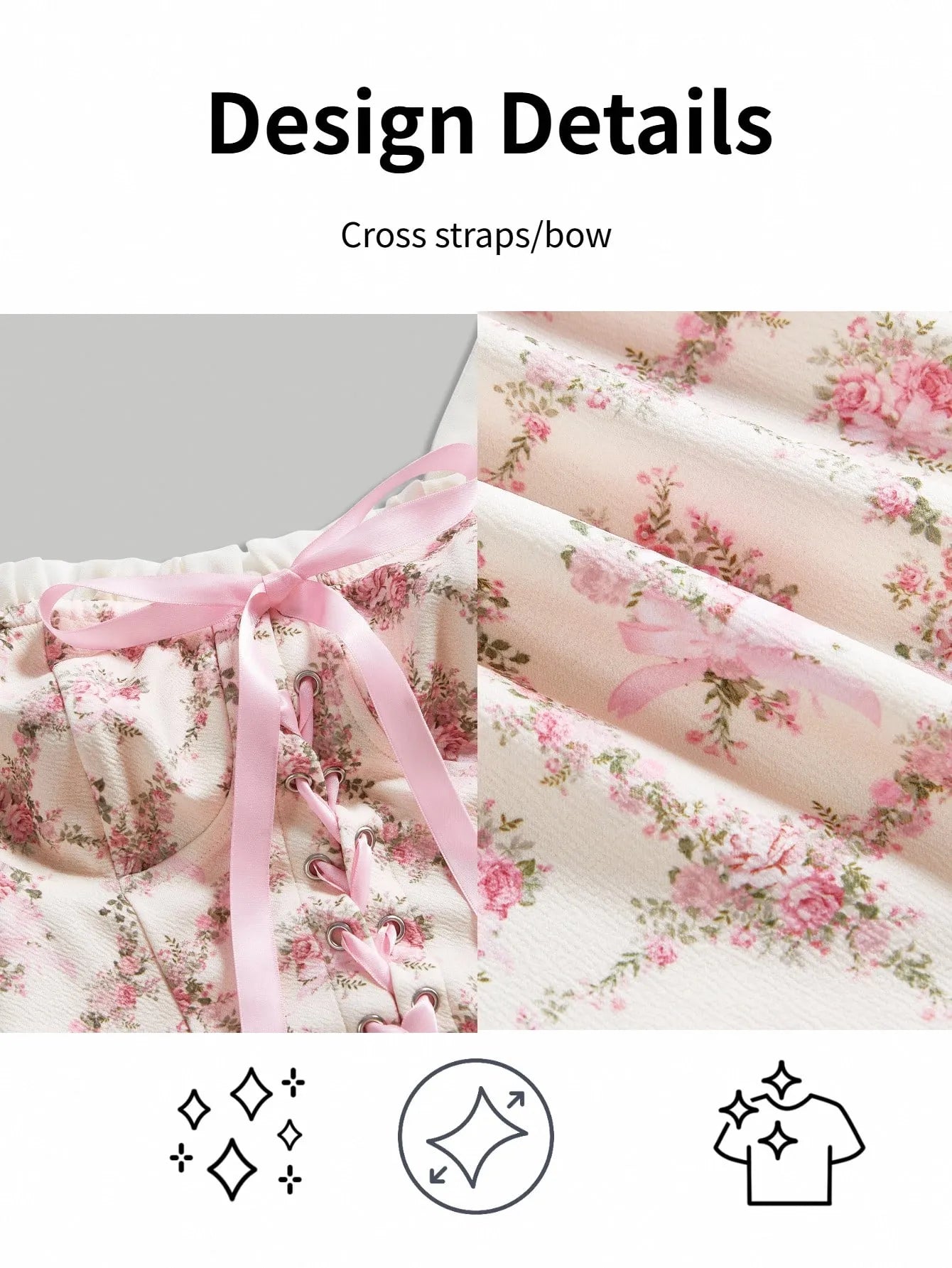 SHEIN MOD فستان بلون متعدد الألوان قصير وأكتاف مكشوفة وطبعات زهور وكشكش