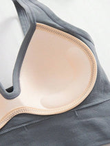 SHEIN طقم 3 حمالات صدر نسائية بدون سلك أو خياطة بظهر مكشوف وحشوة ثابتة، متعدد الألوان
