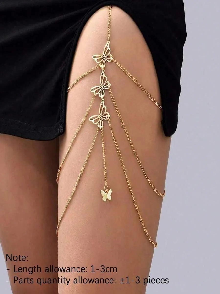 SHEIN خلخال نسائي متعدد الطبقات بتصميم فراشة ومتعدد الألوان