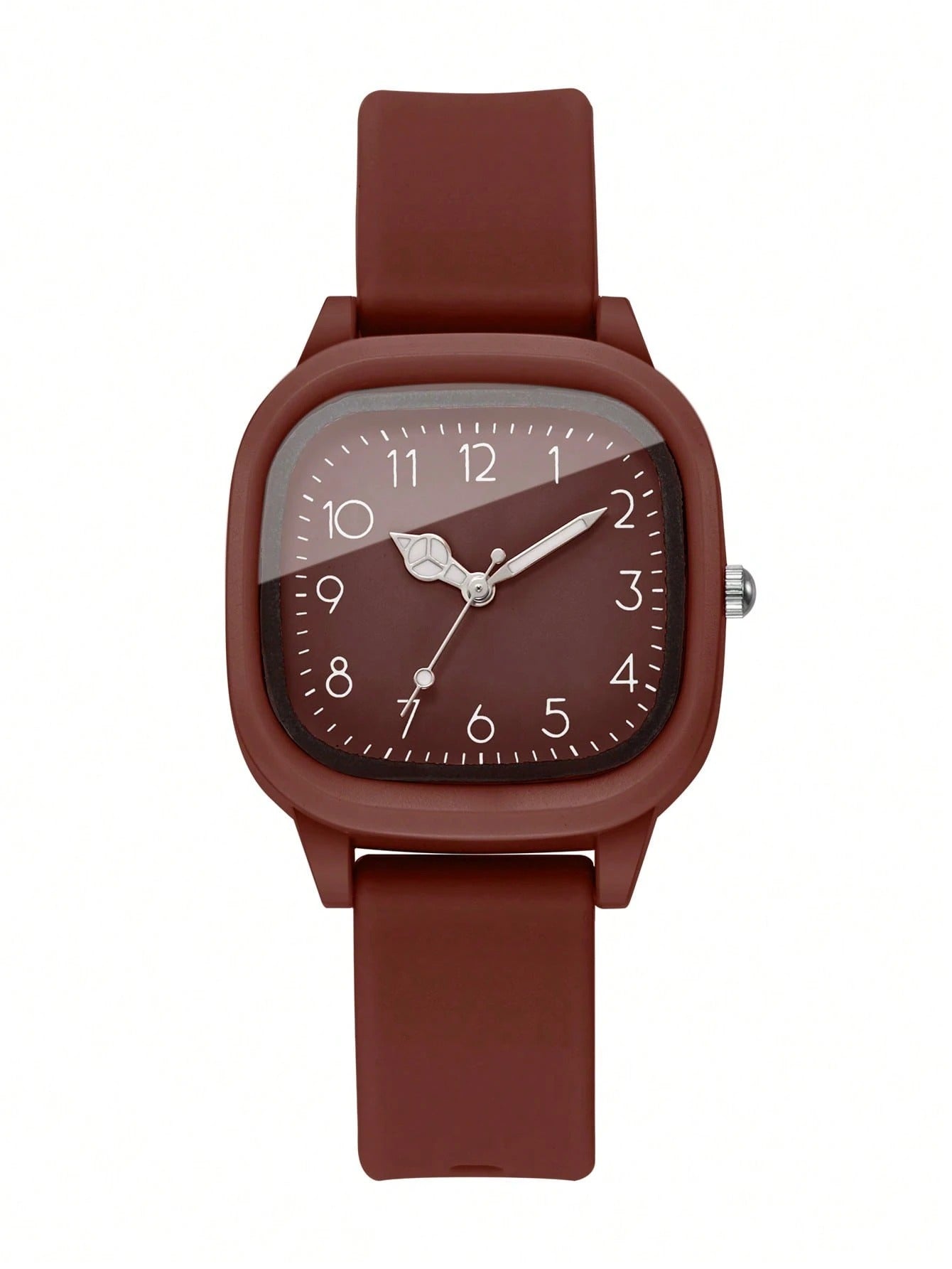 SHEIN ساعة نسائية كوارتز بسوار سيليكون وقرص مربع بسيط