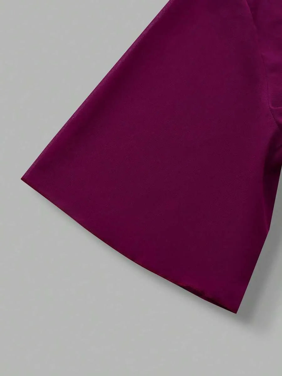 SHEIN طقم فستان وجاكيت شيفون بطبعة زهور صغيرة بلون أرجواني