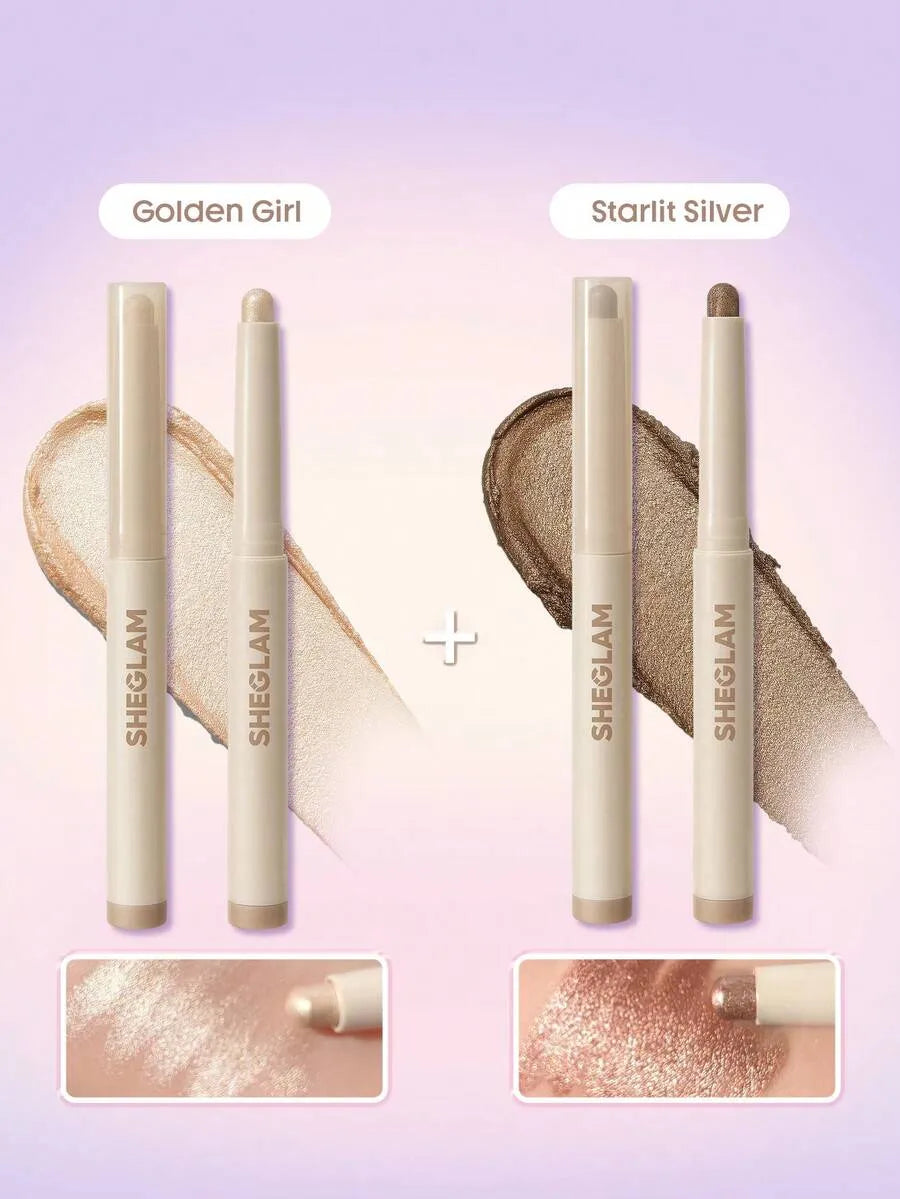 SHEIN SHEGLAM كريمسيكل طقم أقلام ظلال عيون كريمية من قطعتين لامعة