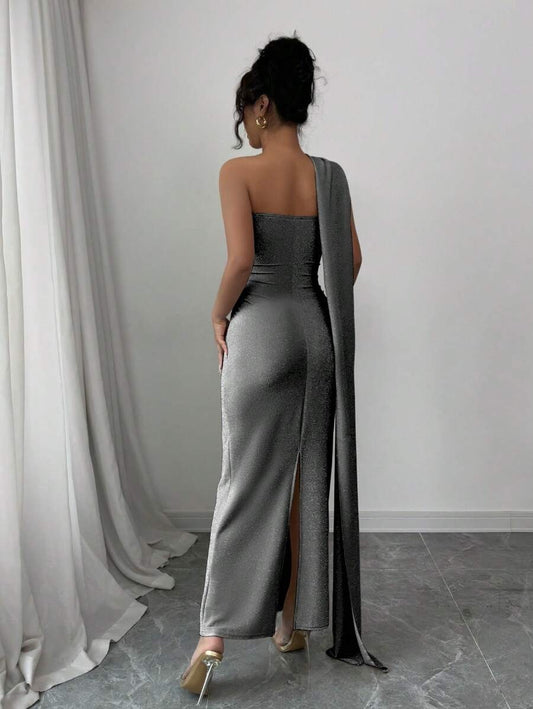 SHEIN Elenzga  فستان سهرة أنيق بلون أسود