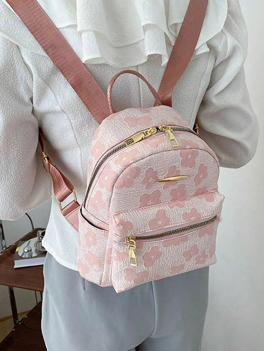 SHEIN حقيبة ظهر كمبيوتر محمول مقاومة للماء وردية