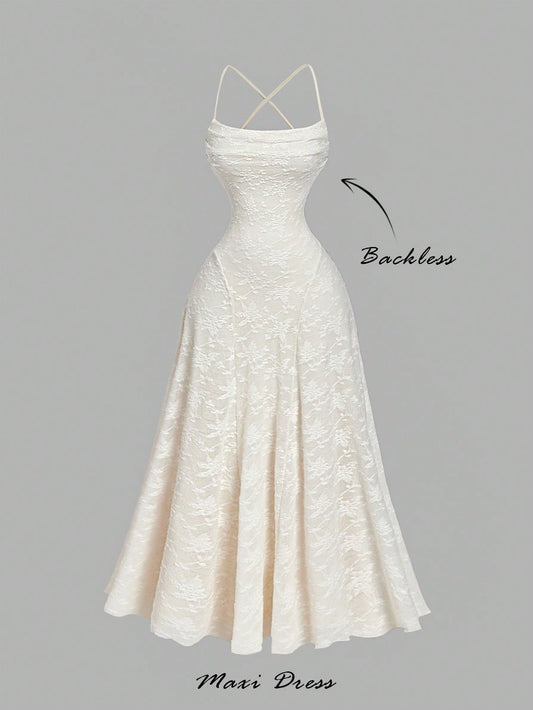 SHEIN MOD فستان جاكار محبوك بدون ظهر أنيق للحفلات