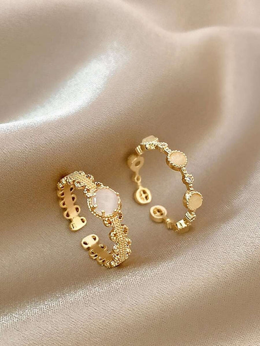 SHEIN طقم خواتم فاخرة من قطعتين بتصميم أنيق