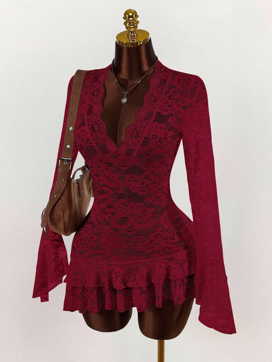 SHEIN Amplova فستان صيفي قصير منخفض القصة بطراز هيبي