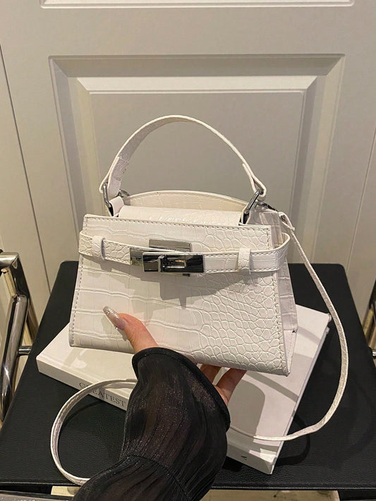 SHEIN حقيبة كتف صغيرة مزخرفة بطبعة تمساح كاجوال وأنيقة