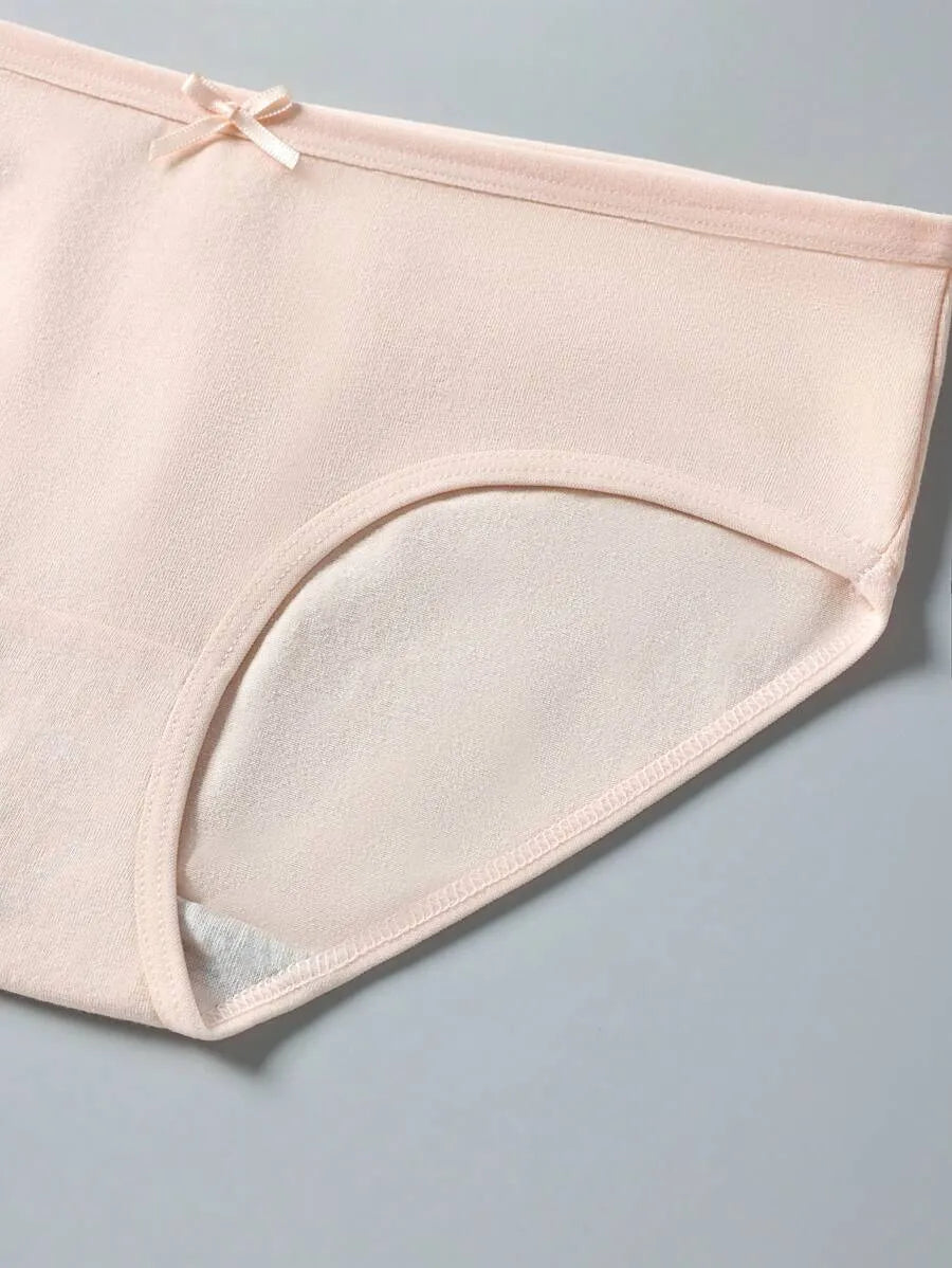 SHEIN سراويل داخلية نسائية من 4 قطع بخصر متوسط مزينة بفيونكة متعدد الألوان