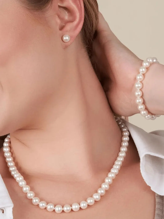 SHEIN طقم مجوهرات نسائي 4 قطع من اللؤلؤ بلون أبيض