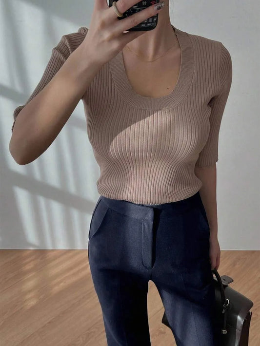 SHEIN DAZY بنطال نسائي ضيق بساق واسعة