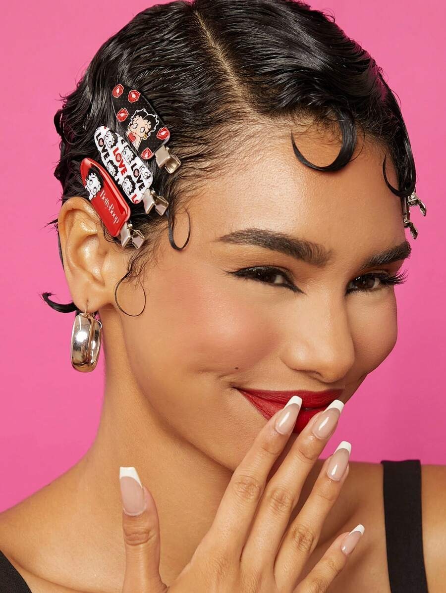 SHEIN Betty Boop  مشابك شعر كرتونية 6 قطع