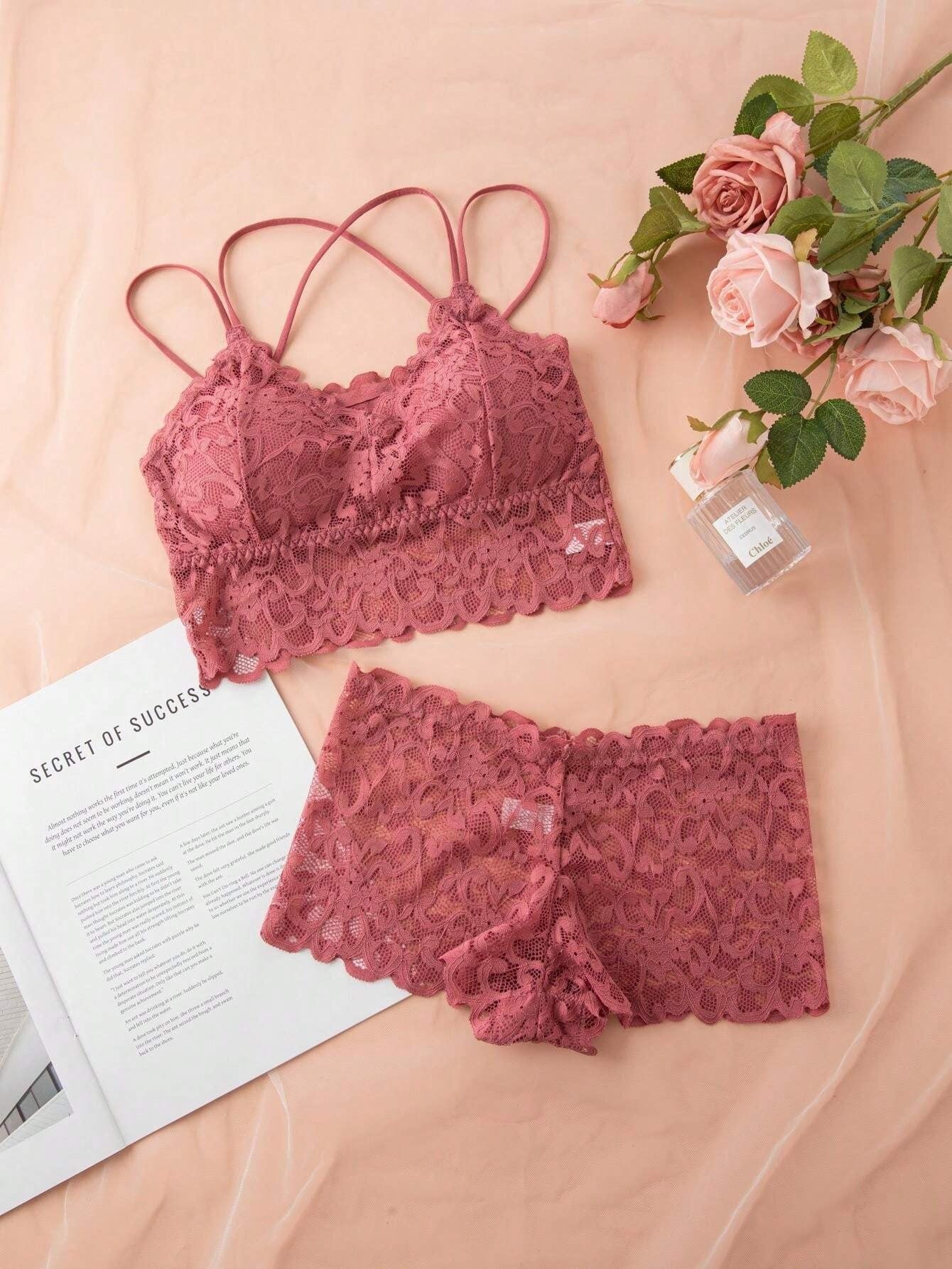 SHEIN  5 أطقم داخلية دانتيل بألوان مختلفة