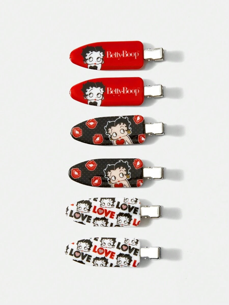 SHEIN Betty Boop  مشابك شعر كرتونية 6 قطع