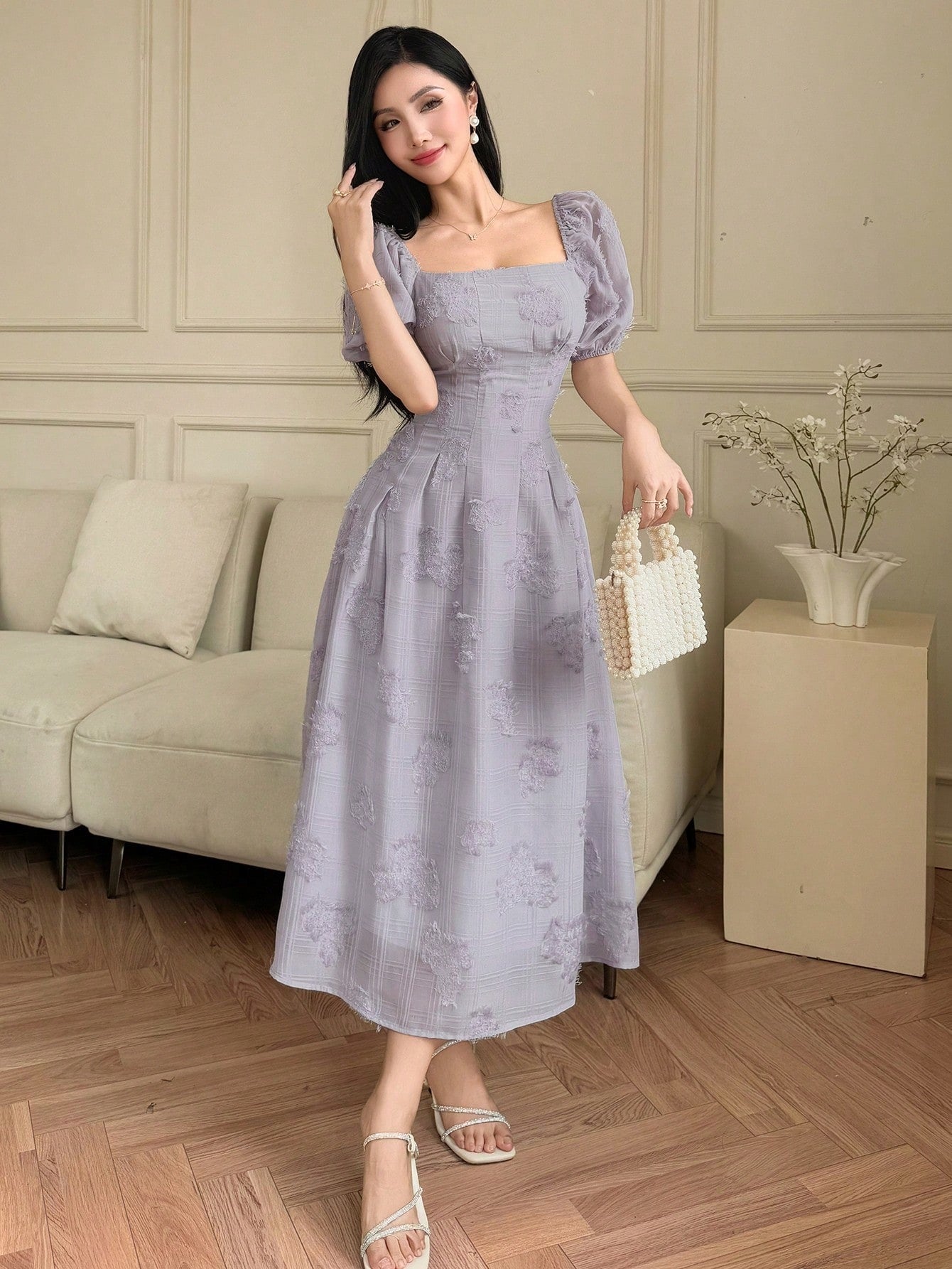 SHEIN DAZY فستان نسائي بطول الركبة بطبعات زهرية للربيع/الصيف