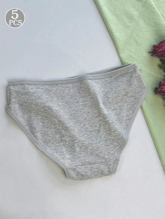 SHEIN سراويل داخلية نسائية من 5 قطع بخصر منخفض من القطن ومتعدد الألوان