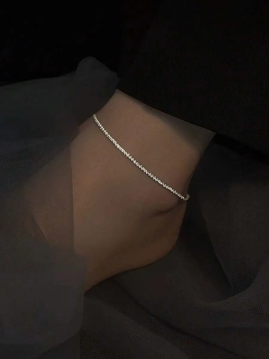 SHEIN خلخال نسائي بتصميم نجوم لامعة مرصعة بحجر الراين بلون فضي