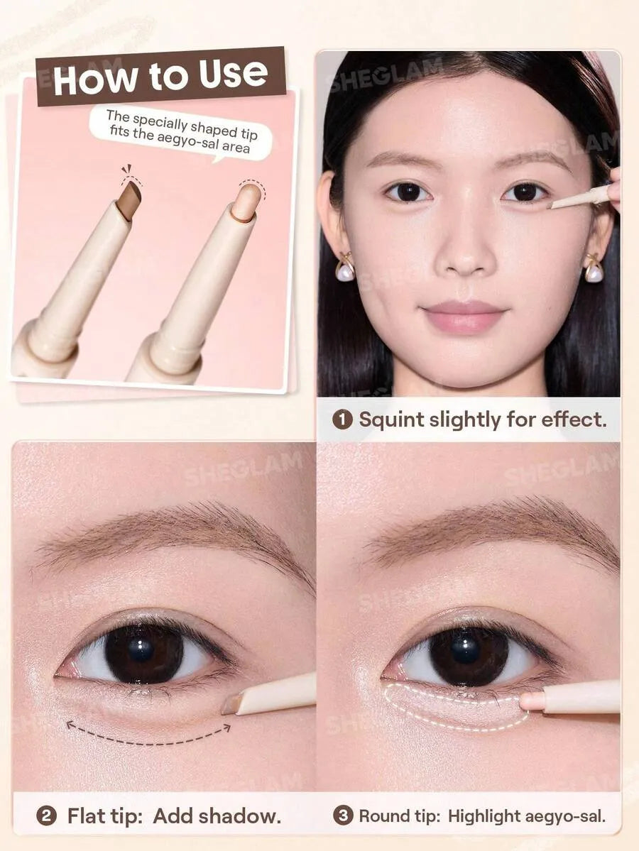 SHEIN SHEGLAM Lumi-Eye Aegyo-Sal Cookie Dough قلم كحل مزدوج بلون