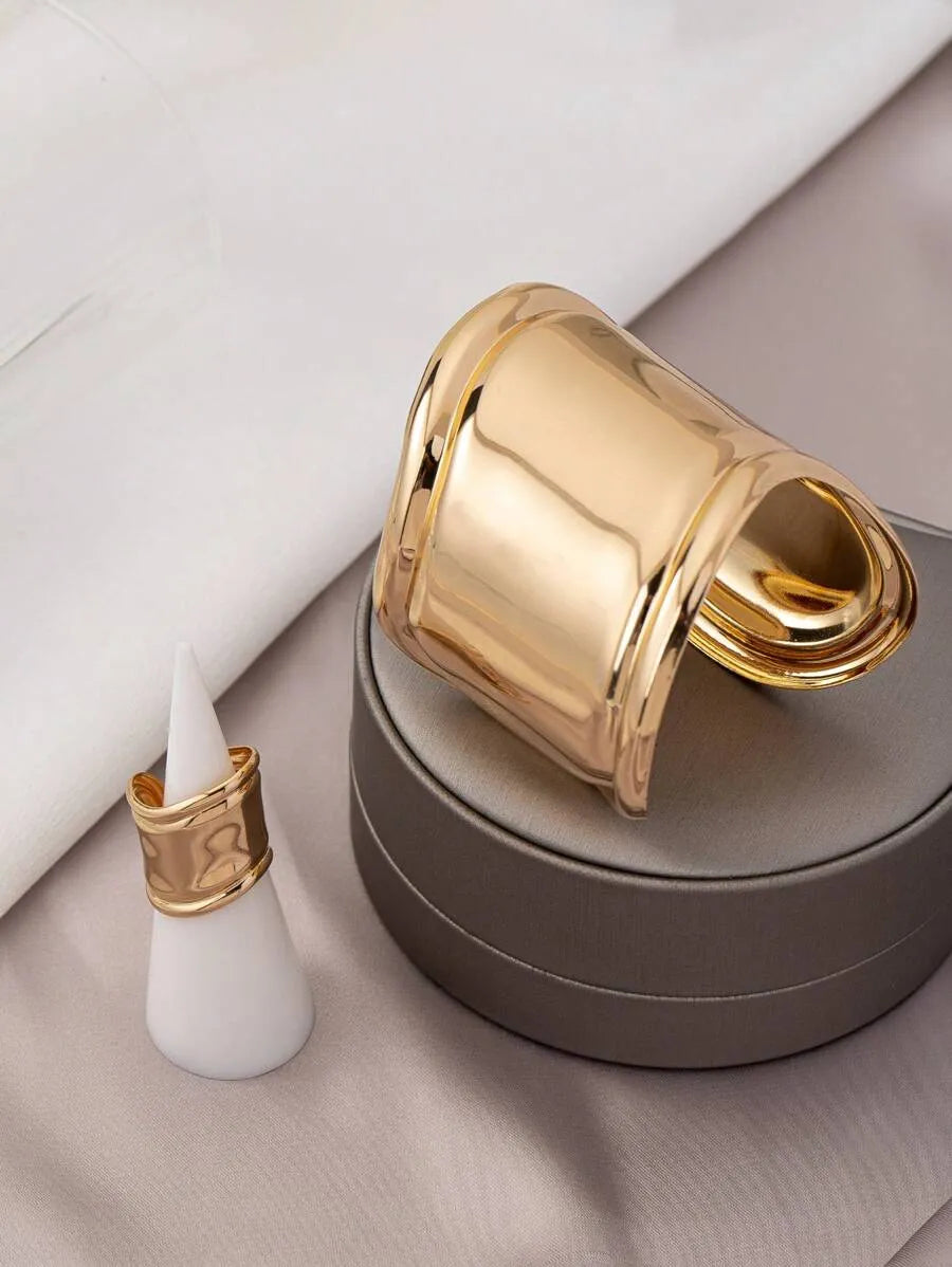 SHEIN طقم سوار وخاتم نسائي بتصميم هندسي متعدد القطع
