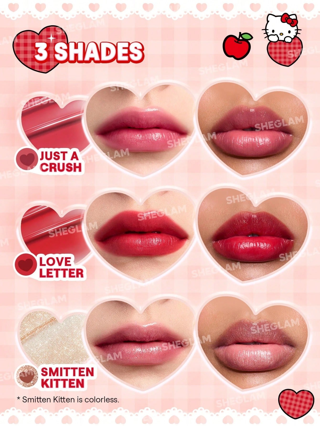 SHEGLAM Hello Kitty Be My Baby Smitten Kitten أحمر شفاه مرطب