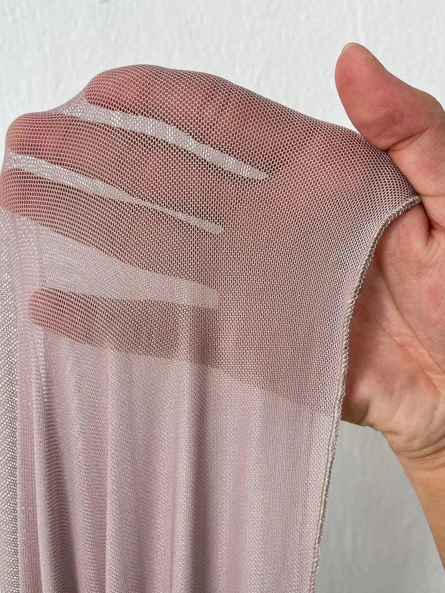 SHEIN Viva Relle فستان نسائي بكتف مكشوف وقصة حورية البحر بلون بني