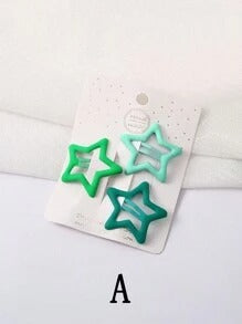 SHEIN مجموعة مشابك شعر وردية بتصميم قلب وكوكب