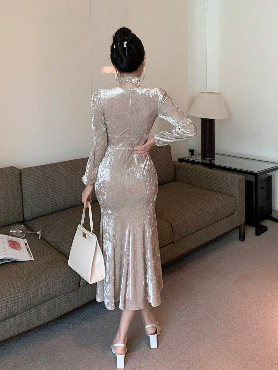 SHEIN DAZY فستان سهرة راقي بلون ناعم بلون شامباني