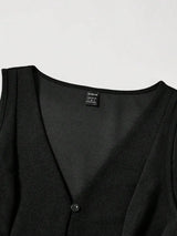 SHEIN MOD توب واسع بدون أكمام ورباط جانبي وتفاصيل حلقات معدنية بلون أسود