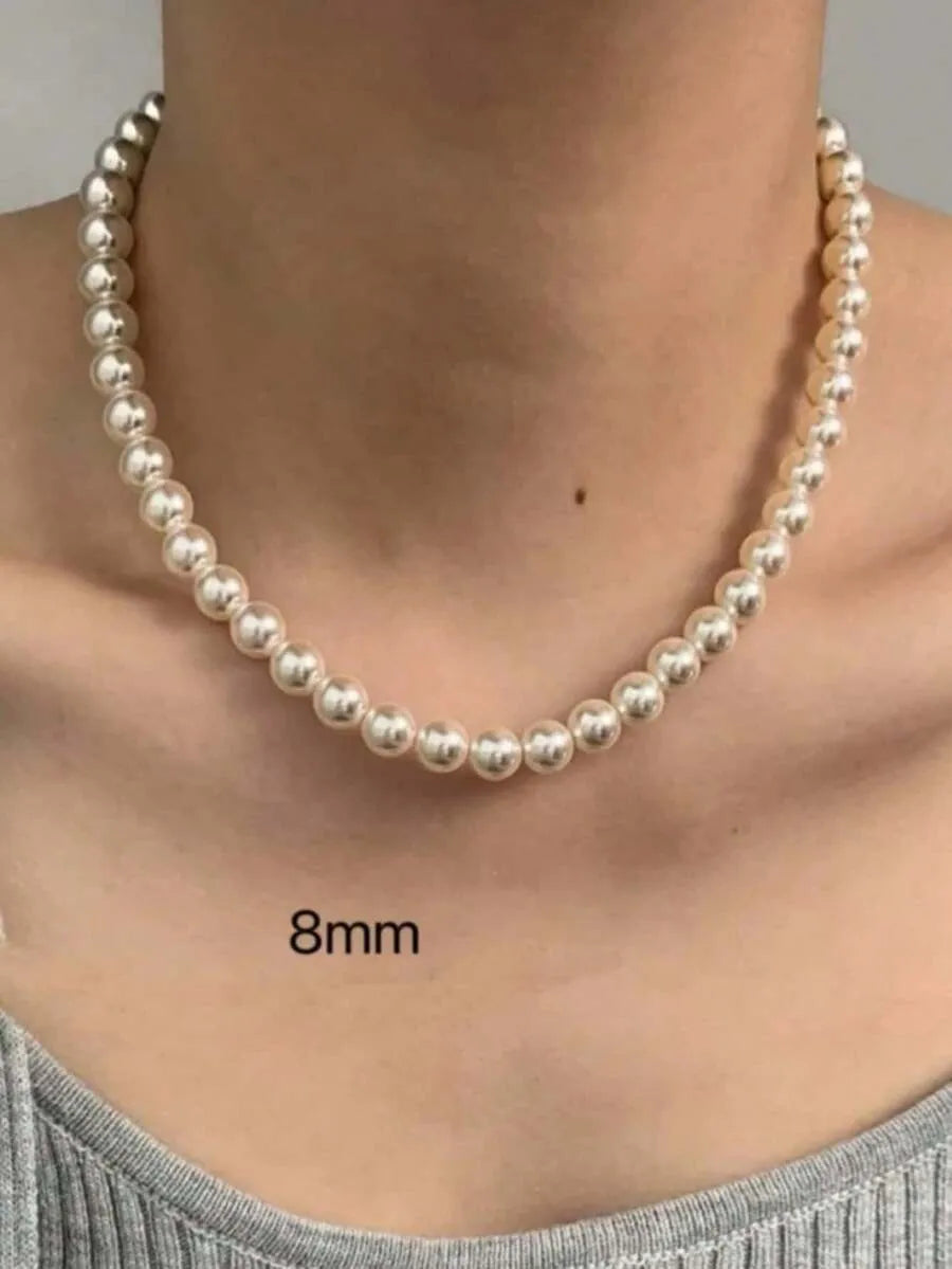 SHEIN طقم مجوهرات نسائي 4 قطع من اللؤلؤ بلون أبيض