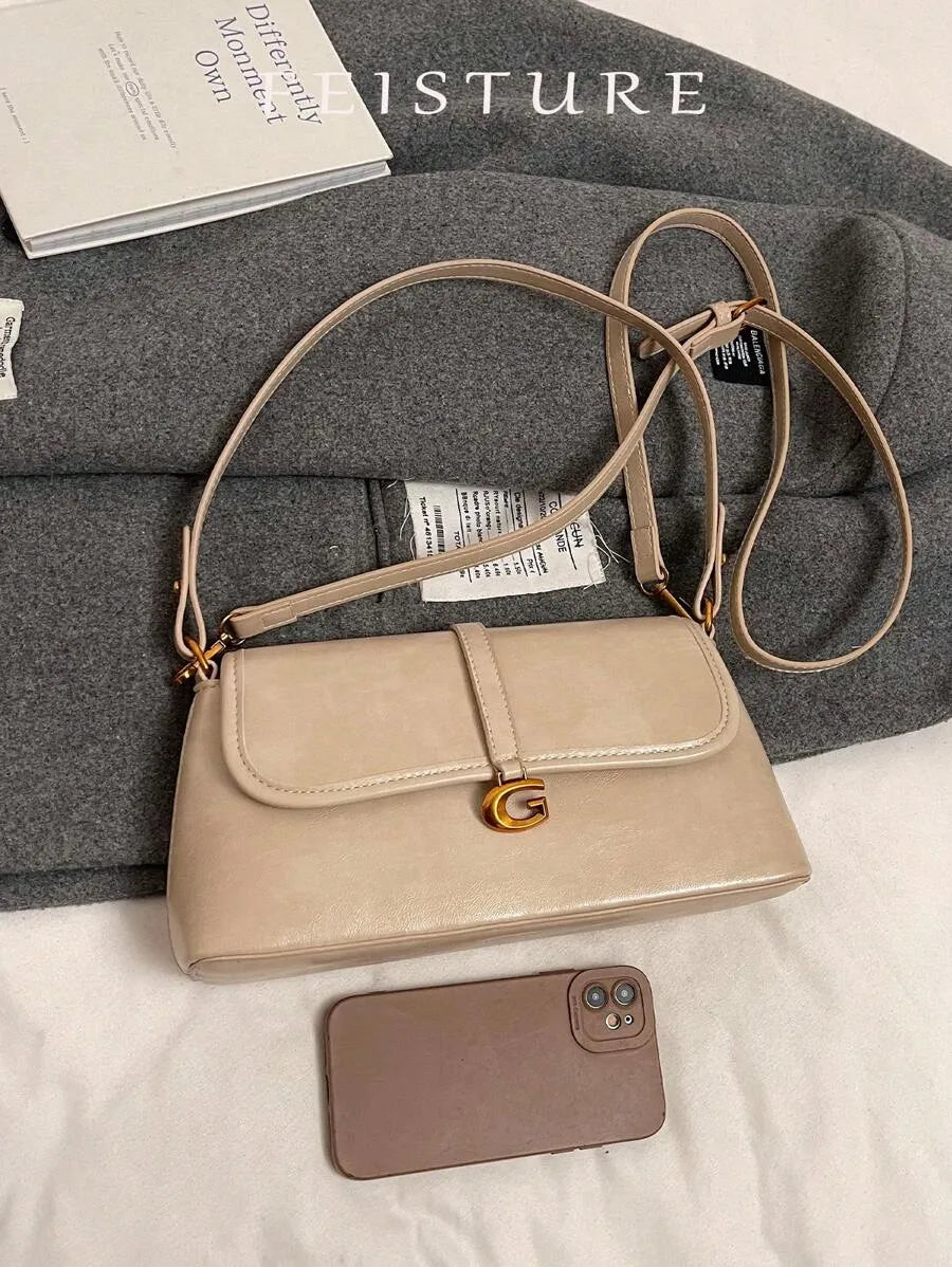 SHEIN حقيبة إبط باجيت من البولي يوريثان بتصميم كلاسيكي قابلة للطي للنساء