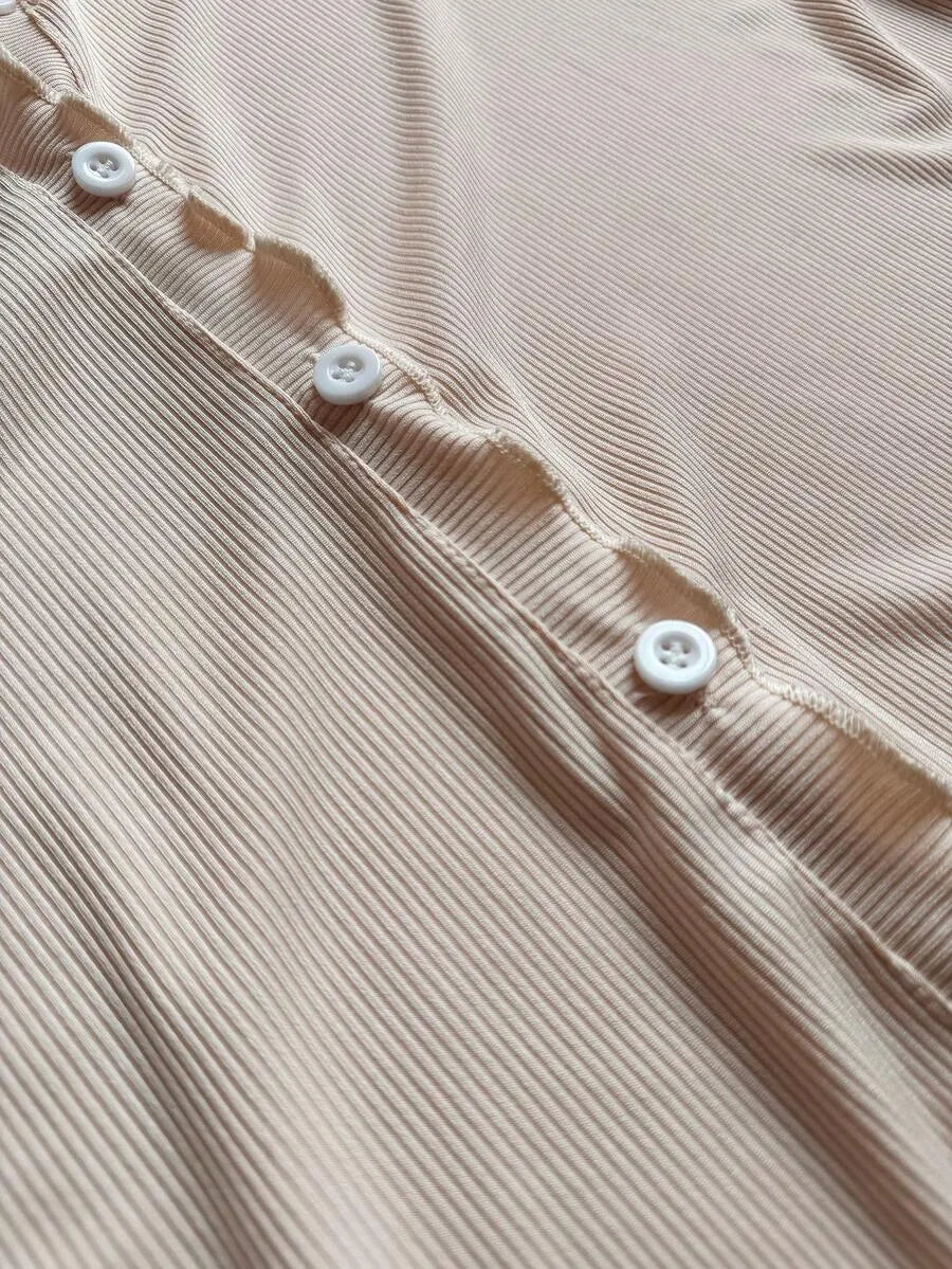SHEIN Lazeform طقم بيجامة قطعتين كارديجان وبنطلون ضيق بلون مشمشي