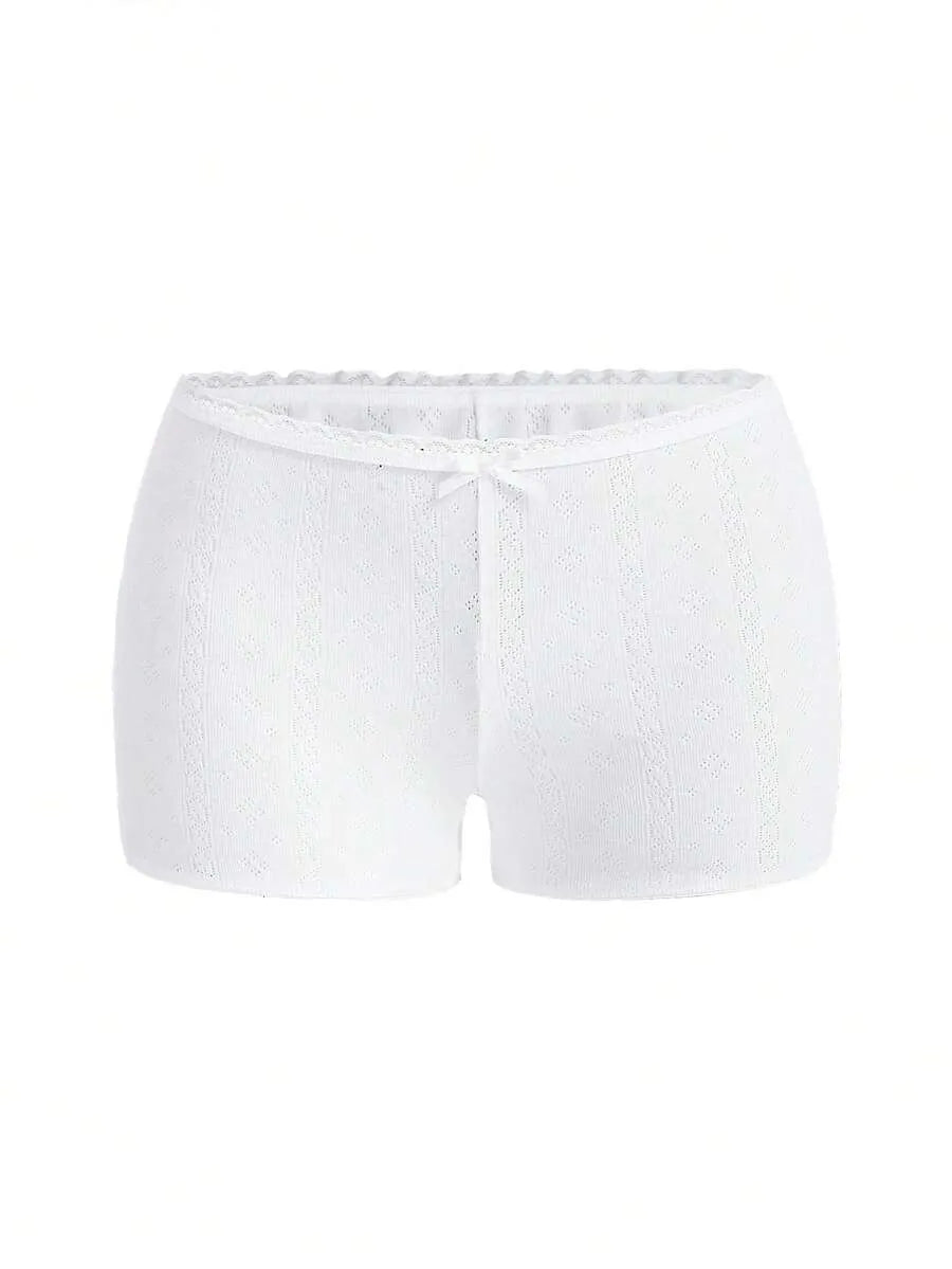SHEIN Ocili سروال داخلي بوي شورتس نسائي من القطن بلون أبيض