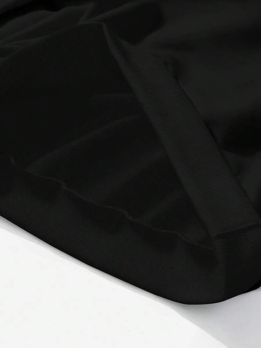 SHEIN Attitoon بلوزة نسائية فضفاضة بنصف سحاب وياقة عالية بلون الأسود