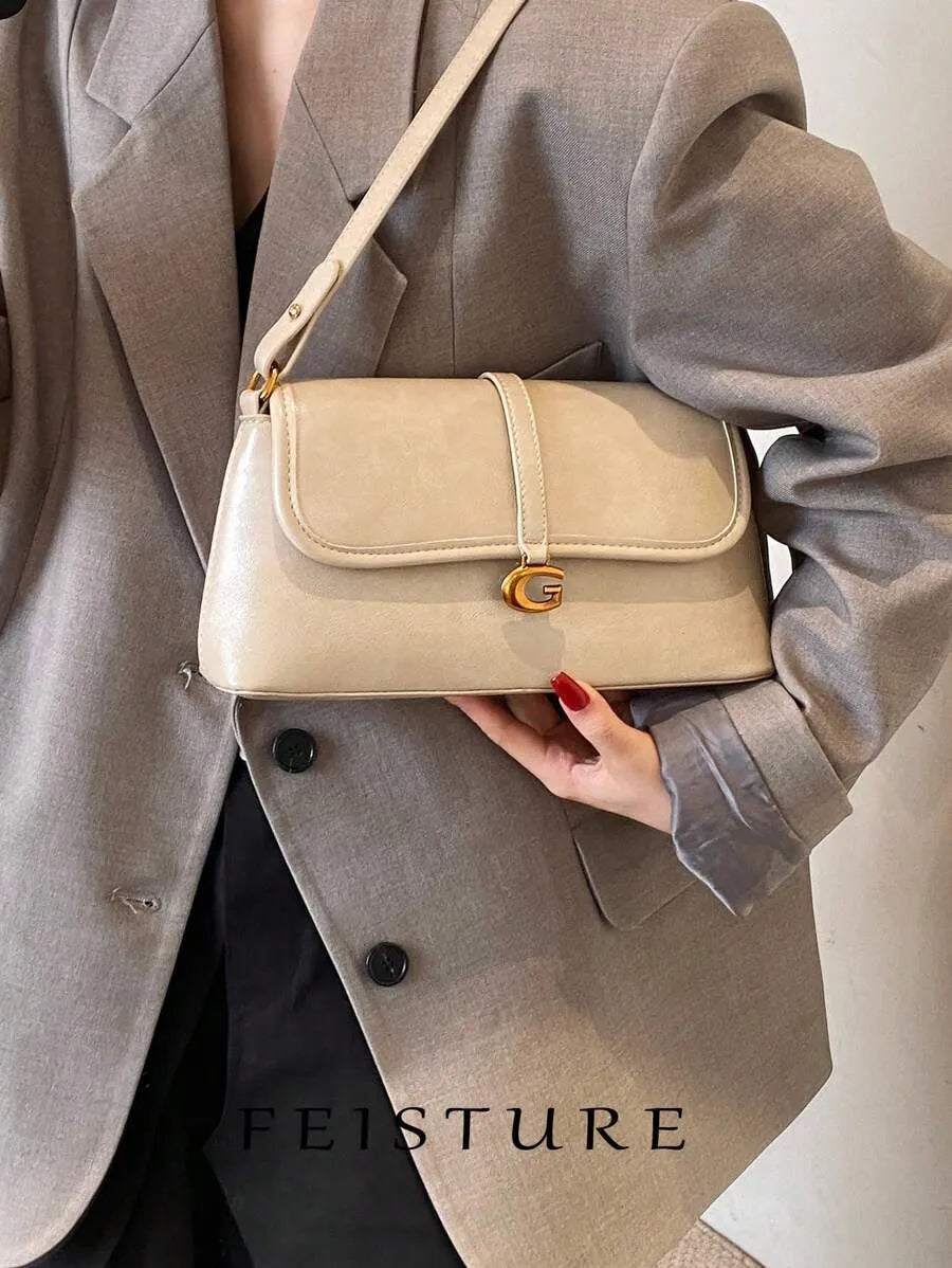 SHEIN حقيبة إبط باجيت من البولي يوريثان بتصميم كلاسيكي قابلة للطي للنساء