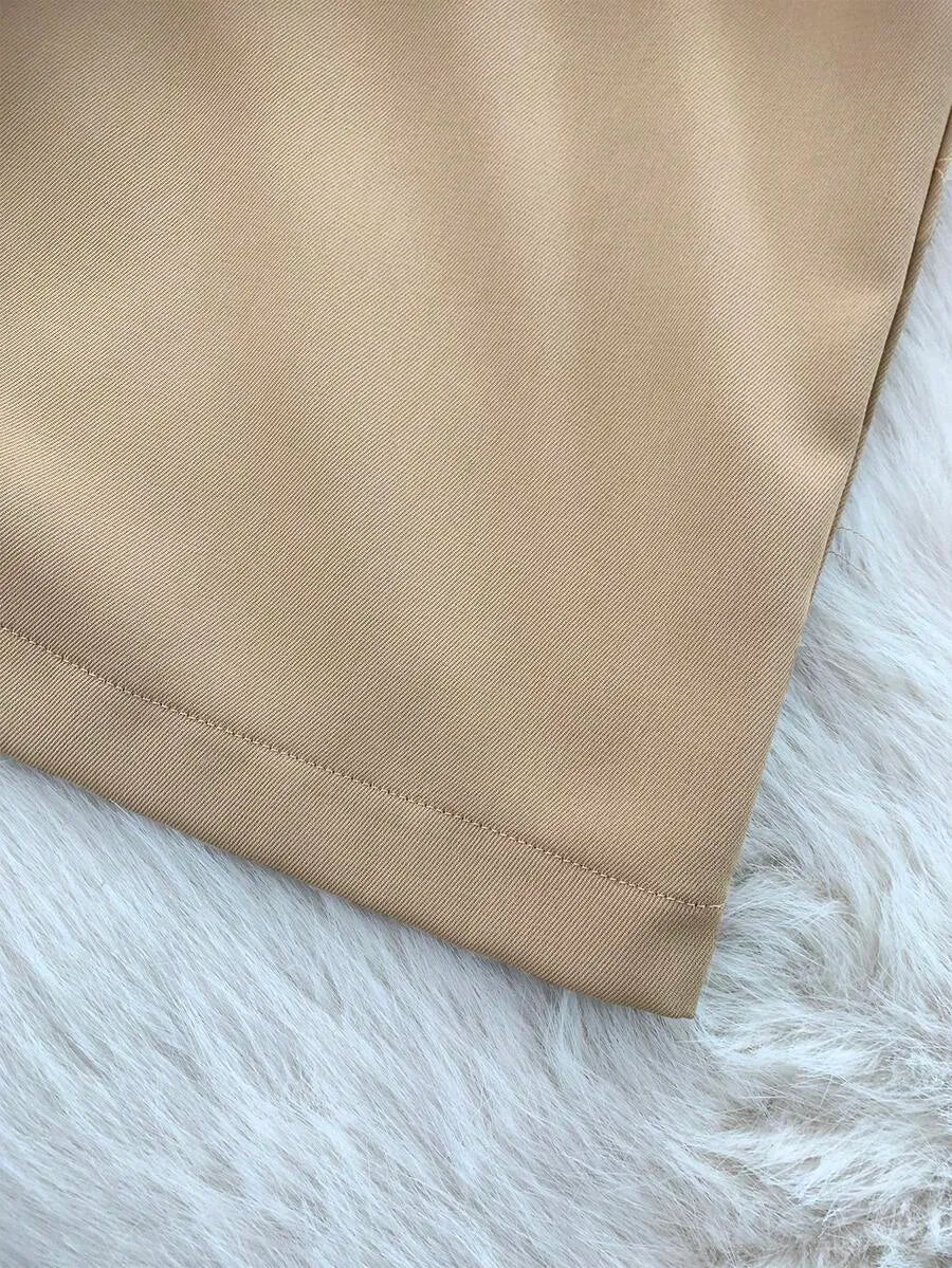 SHEIN Franclia جمبسوت نسائي بأزرار ورباط خلفي وساق واسعة بلون كاكي