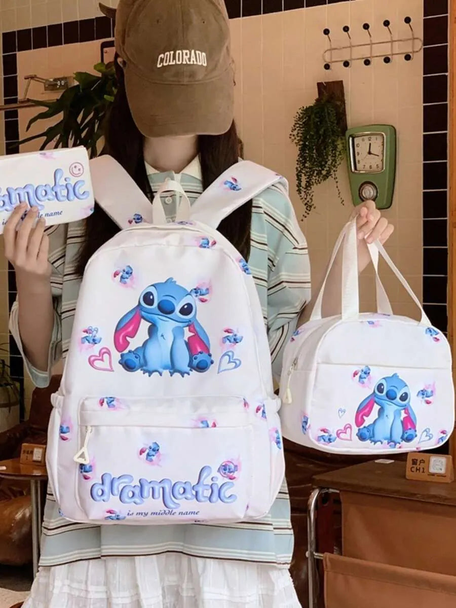 SHEIN Disney مجموعة حقيبة ظهر من 3 قطع مع علبة أقلام وحقيبة غداء