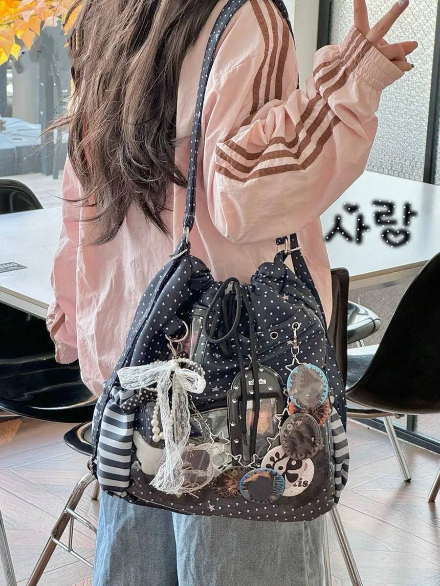 SHEIN حقيبة إيتا متعددة الوظائف من النايلون بنقشة بولكا دوت
