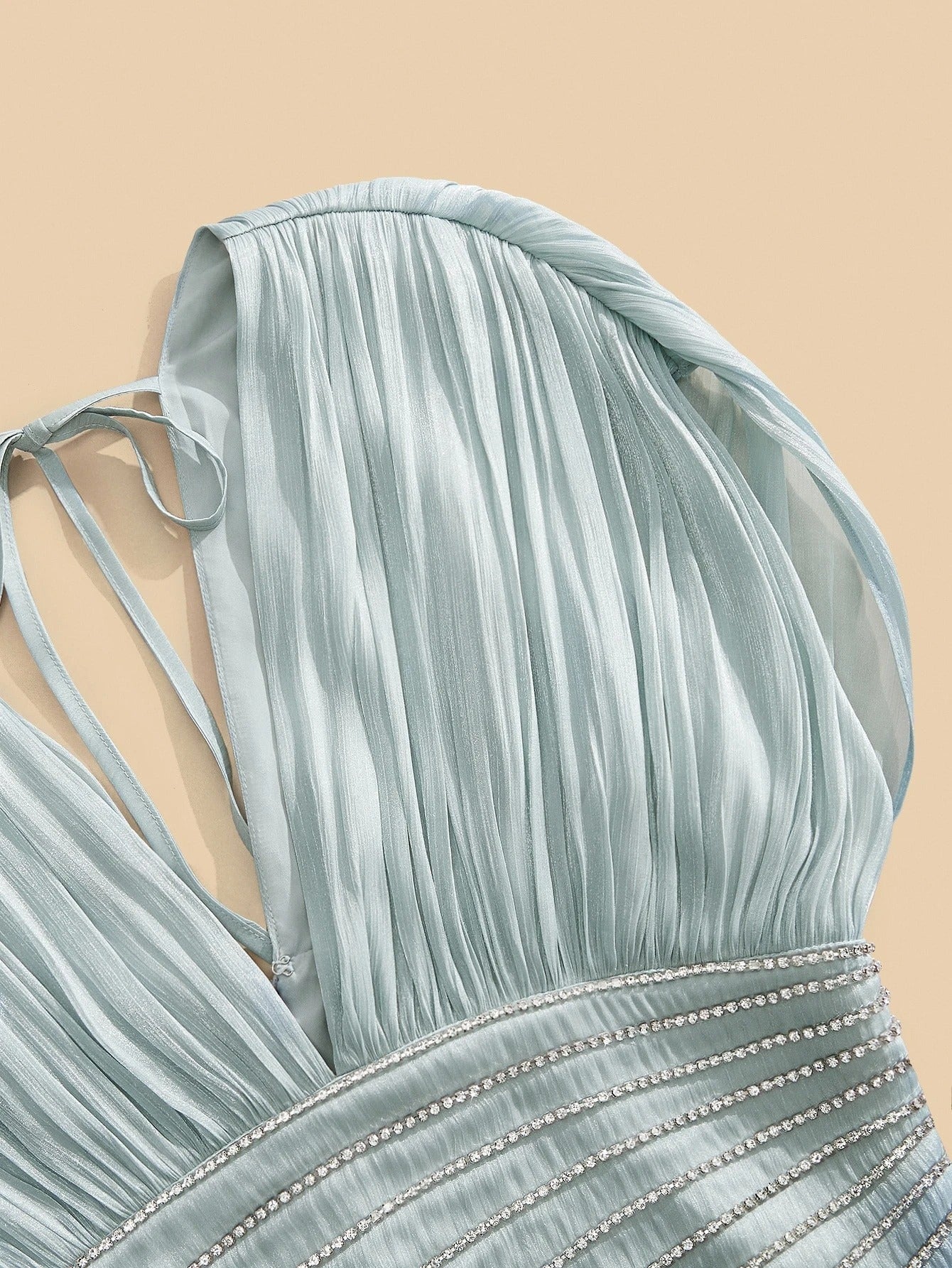 SHEIN Anewsta فستان طويل أزرق فاتح مزخرف بالخرز