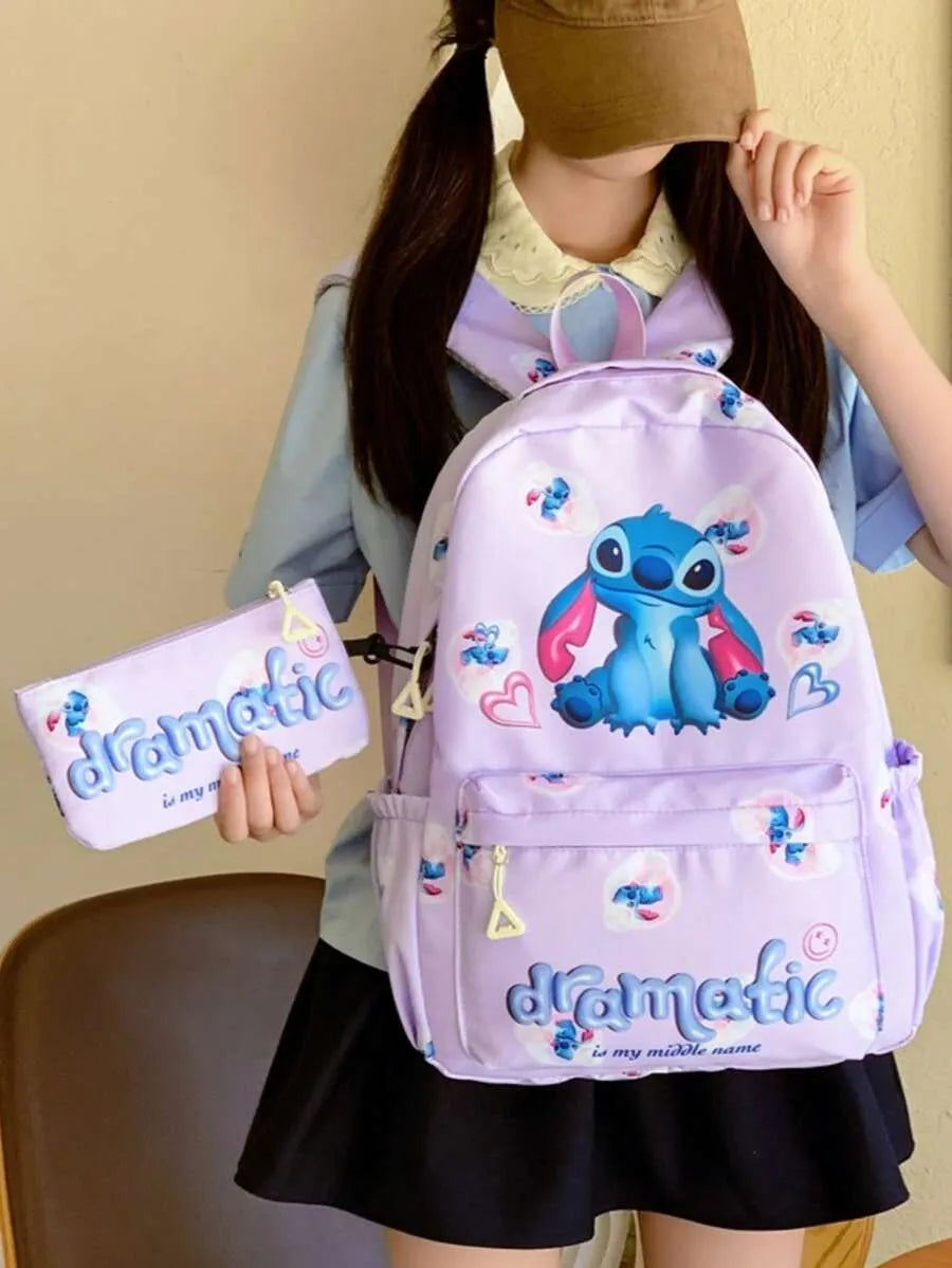 SHEIN Disney مجموعة حقيبة ظهر من 3 قطع مع علبة أقلام وحقيبة غداء