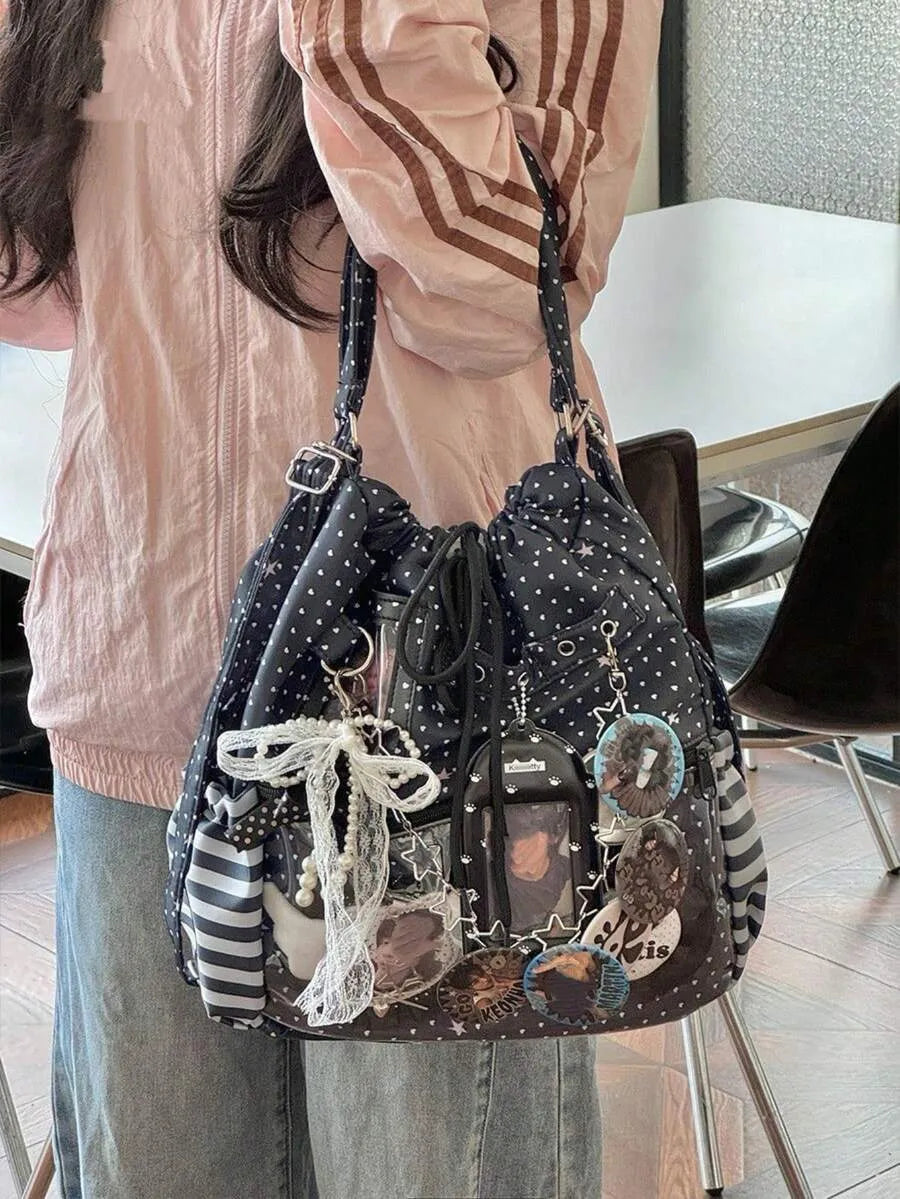 SHEIN حقيبة إيتا متعددة الوظائف من النايلون بنقشة بولكا دوت