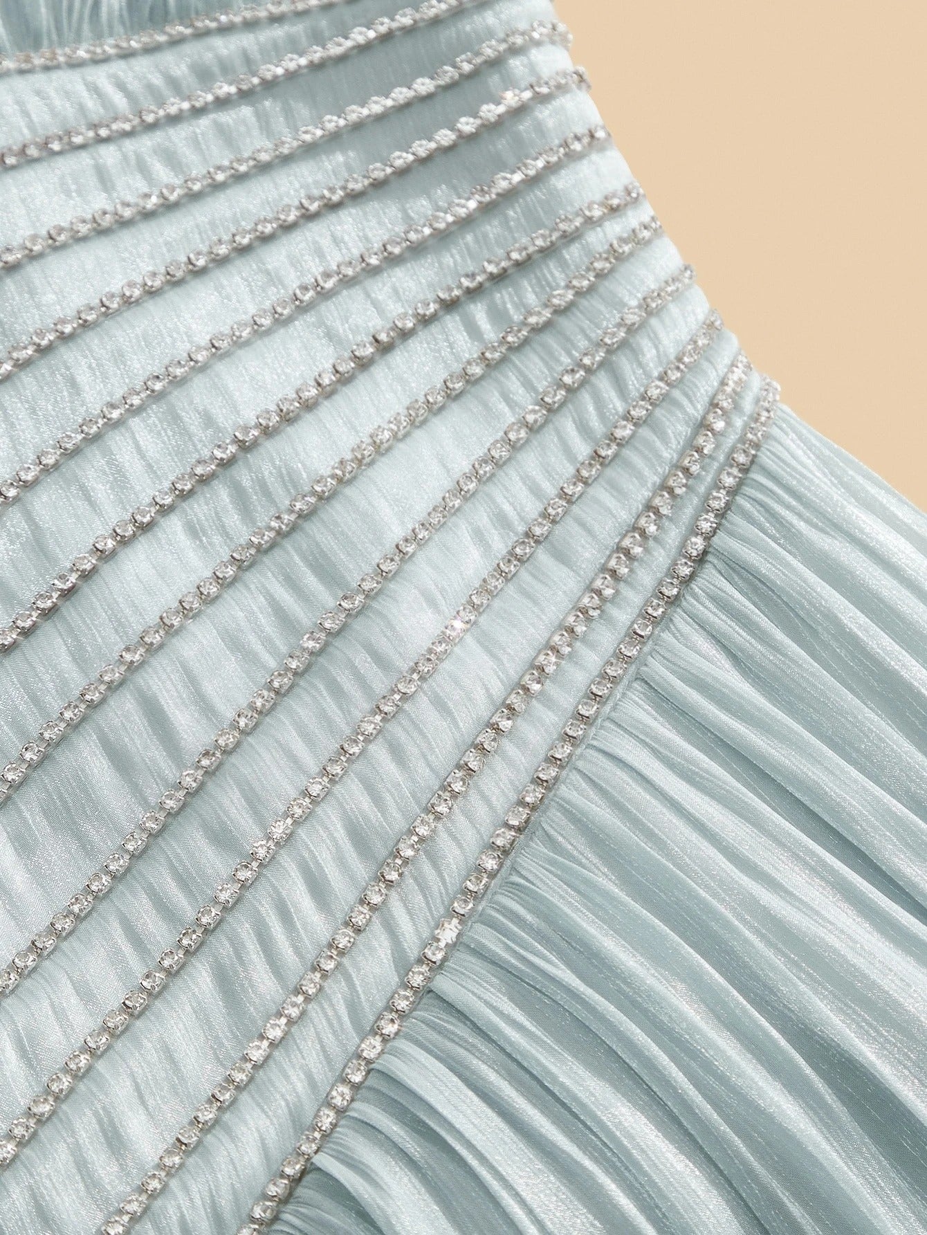 SHEIN Anewsta فستان طويل أزرق فاتح مزخرف بالخرز