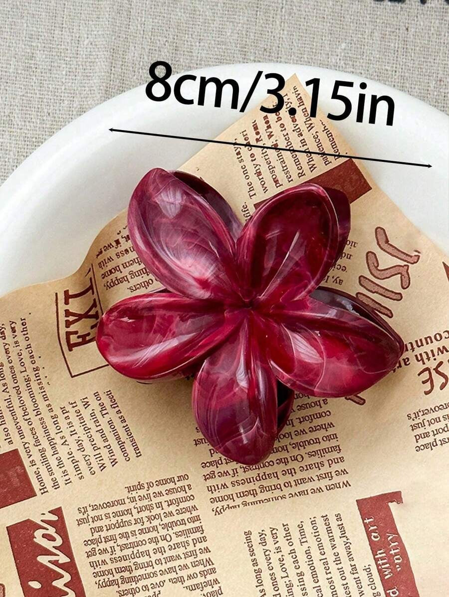 SHEIN مشابك شعر كبيرة بتصميم زهور أكريليكية