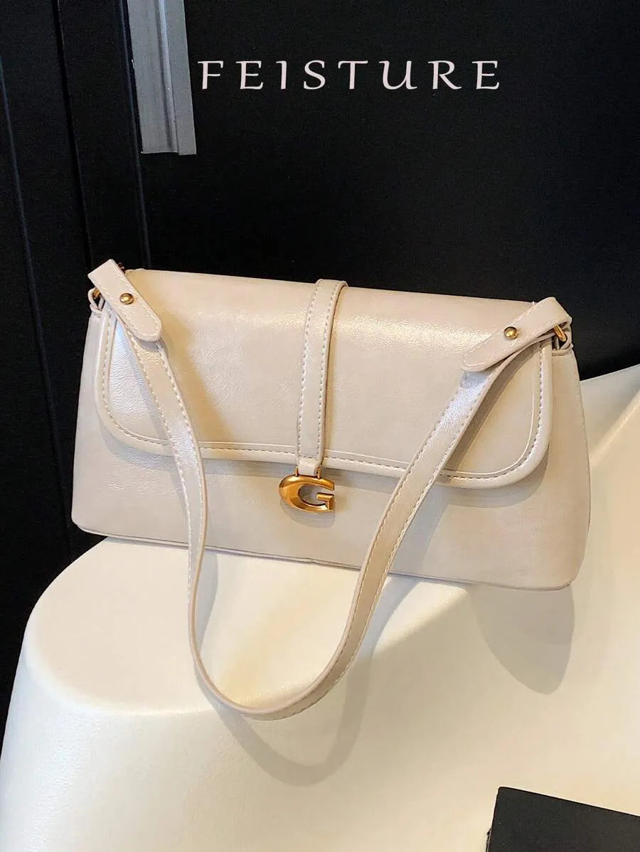 SHEIN حقيبة إبط باجيت من البولي يوريثان بتصميم كلاسيكي قابلة للطي للنساء